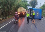 Bus Sriwijaya Alami Kecelakaan Tunggal di Jalinsum Way Kanan, 3 Penumpang Luka